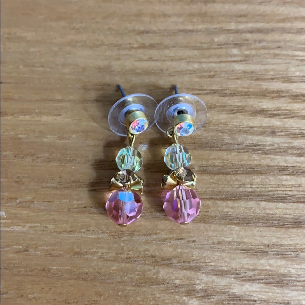 Citron and light pink crystal earrings